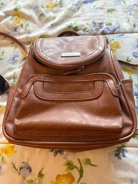 YNS Generic Embossed Tan Backpack Purse
